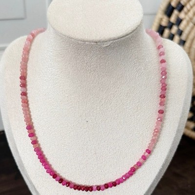 Second Bloom Studio Artisan Made Rainbow Agate Ombre Necklace 17.5''