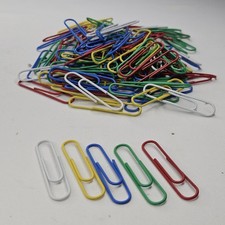 125 pc 2 inch 50mm Large Assorted Colored Paperclips Vinyl Coated Red White Blue