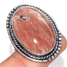925 Silver Plated Sunstone Ring Handmade Gemstone Jewelry Size US 11 JW
