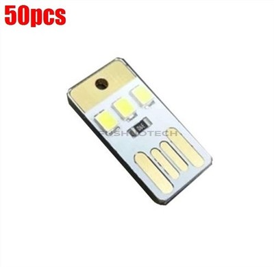 50Pcs Mini White Led Night Light Keychain Portable Usb Pocket Card Lamp Led I eg