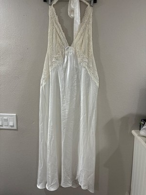 Vintage Sexy White Nightgown Seductive wear Cinema Etoile Halter Top Low V-Nec