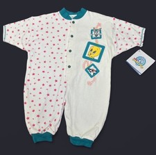 Vintage RARE 90s Baby Looney Tunes Romper Embroidered Baby Size 6 Months NEW NWT