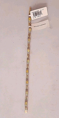 FMC 24KT über Sterlingsilber Opal & Diamant 7'' Tennisarmband signiert FAS (156)