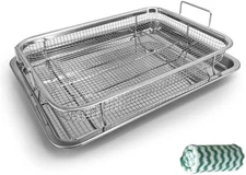 Air Fryer Stainless Steel Basket for Oven, Crisper Silver 