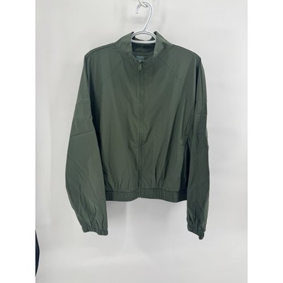 Tek Gear Mens XXL Olive Green Ripstop Full Zip Windbreaker Jacket Mock Neck