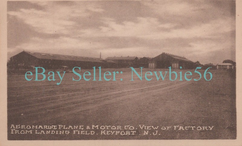 Keyport NJ - AIRPLANE & AUTO FACTORY AT LANDING AIR FIELD - Postcard Airport