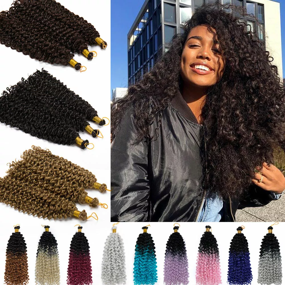 US Natural Water Wave Crochet Braids Deep Curly as Human Hair Extensions  Black