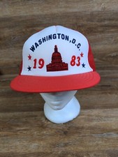 Washington D.C. Red 80's Foam USA Snapack Trucker Hat Cap 1983 Vtg
