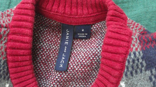 Janie and Jack Boys Winter Red Plaid 100% Cotton Tartan Sweater - Size 4 - EUC - Picture 4 of 7