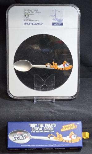 2024 CHAD 5000F - KELLOGG'S TONY THE TIGER .999 SILVER SPOON - NGC MS68 #1892 - Picture 6 of 17