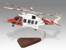 AgustaWestland AW189 HM Coastguard Rescue Desk Wood Helicopter Model Small 1/72
