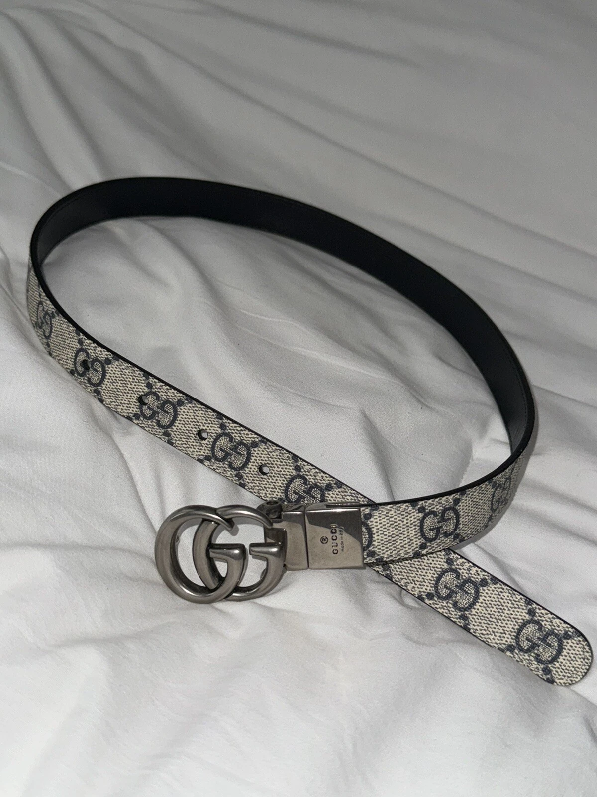 Ceinture fine réversible Gucci marine taille 65