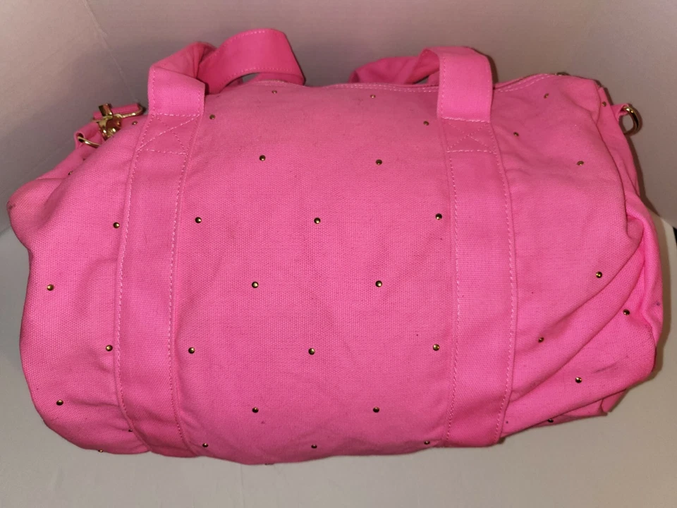 RARO Victoria's Secret ROSA Bolso de Lona Gimnasio Fin de Semana Rosa Caliente Tachuelas 2012 VS Foto 3 de 4