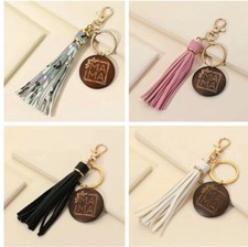US SELLER Adorable Mama Leather Tassel Purse Handbag Clip Keychain KeyRing
