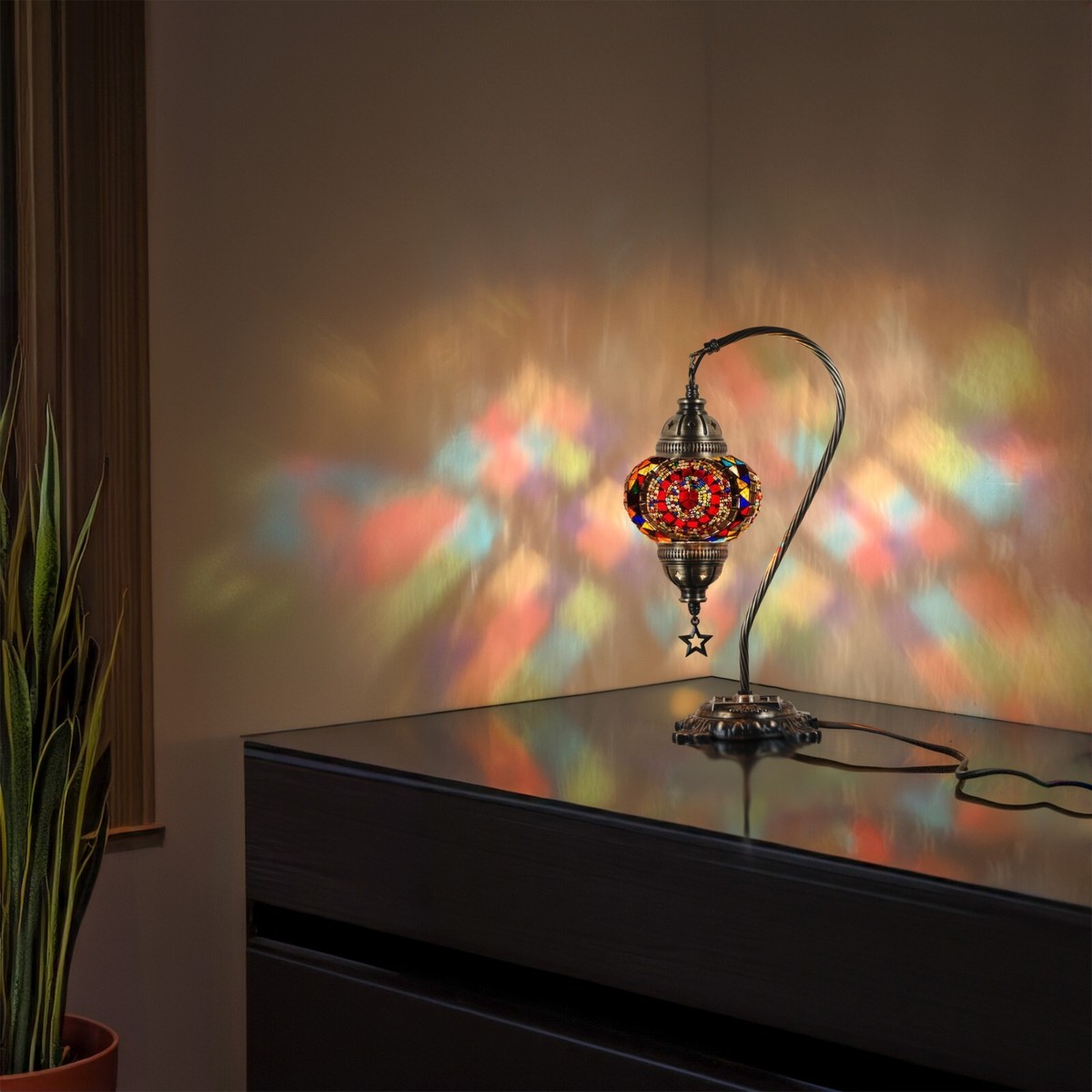 DEMMEX Turkish Mosaic Table Lamp Boho Bedside Light 15