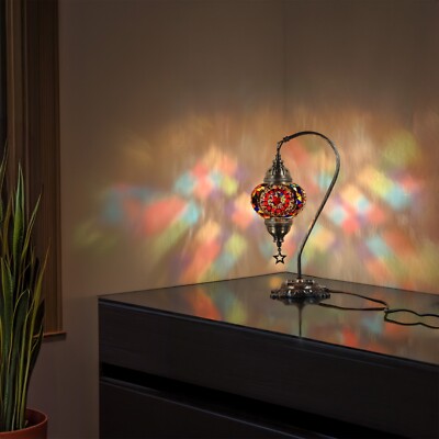 DEMMEX Turkish Mosaic Table Lamp Boho Bedside Light 15