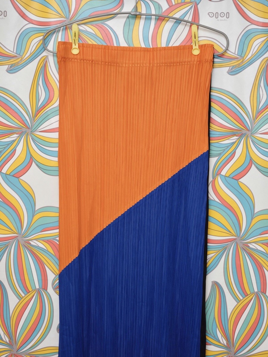 Issey Miyake Pleats Please Inspired Blue Orange Black Long