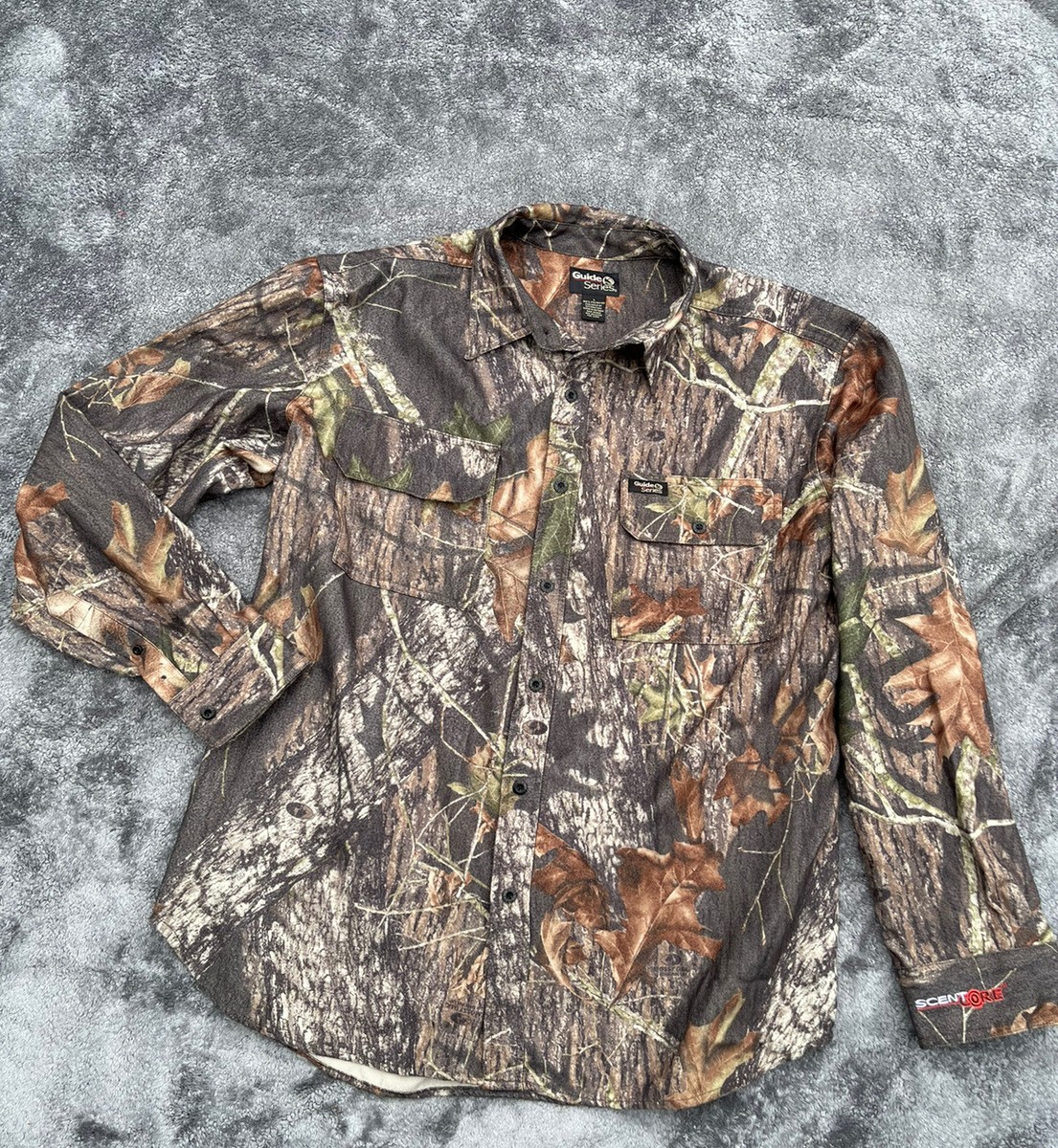Realtree Camo Mens Shirt L Button Guide Series Long SL Mossy Oak