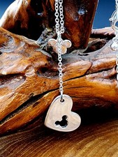 Mickey Mouse Heart Necklace Silver 9.5" Disney