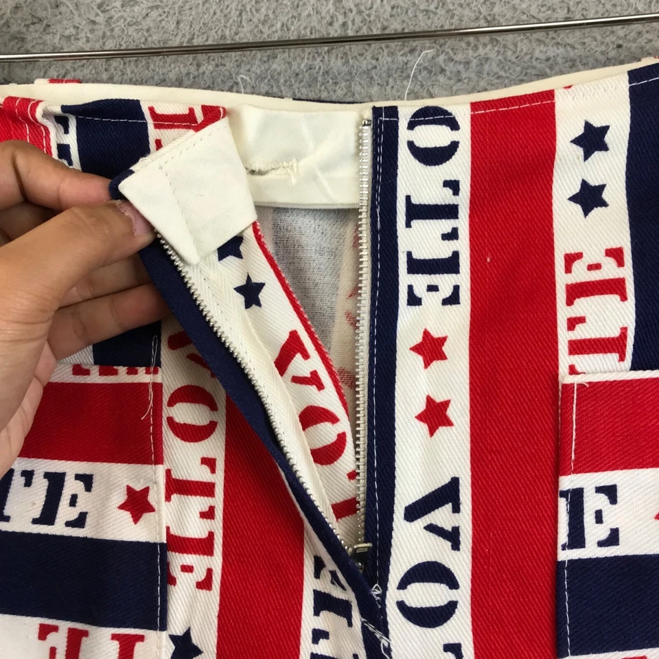 Raro vintage años 70 “voto” arte pop novedad impresión mod hippie talla cintura 14,5 pulgadas Foto 3 de 4