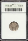 1916-D Mercury Dime ANACS AG 3