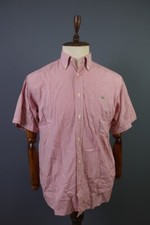 Lacoste Red Striped Short Sleeve Button Dress Shirt Size 39