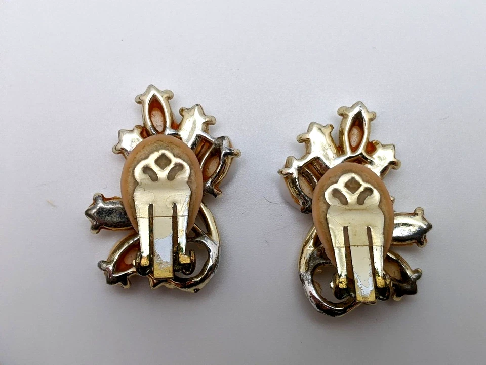 Juego de Pendientes y Collar Cabujón Plástico Blanco Vintage Años 50 Moda Foto 4 de 4