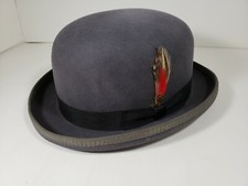 BAILEY DYNAFELT WOOL FUR BLEND GRAY DERBY BOWLER HAT MADE IN USA