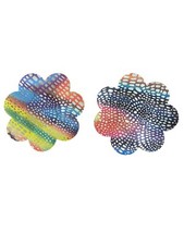 Holographic Rainbow Flower Shaped Disposable Nipple Covers Pasties Set Of 2