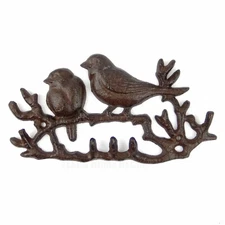 Cast Iron Birds On Branch Wall Hook Rack Key Hanger Antique Style