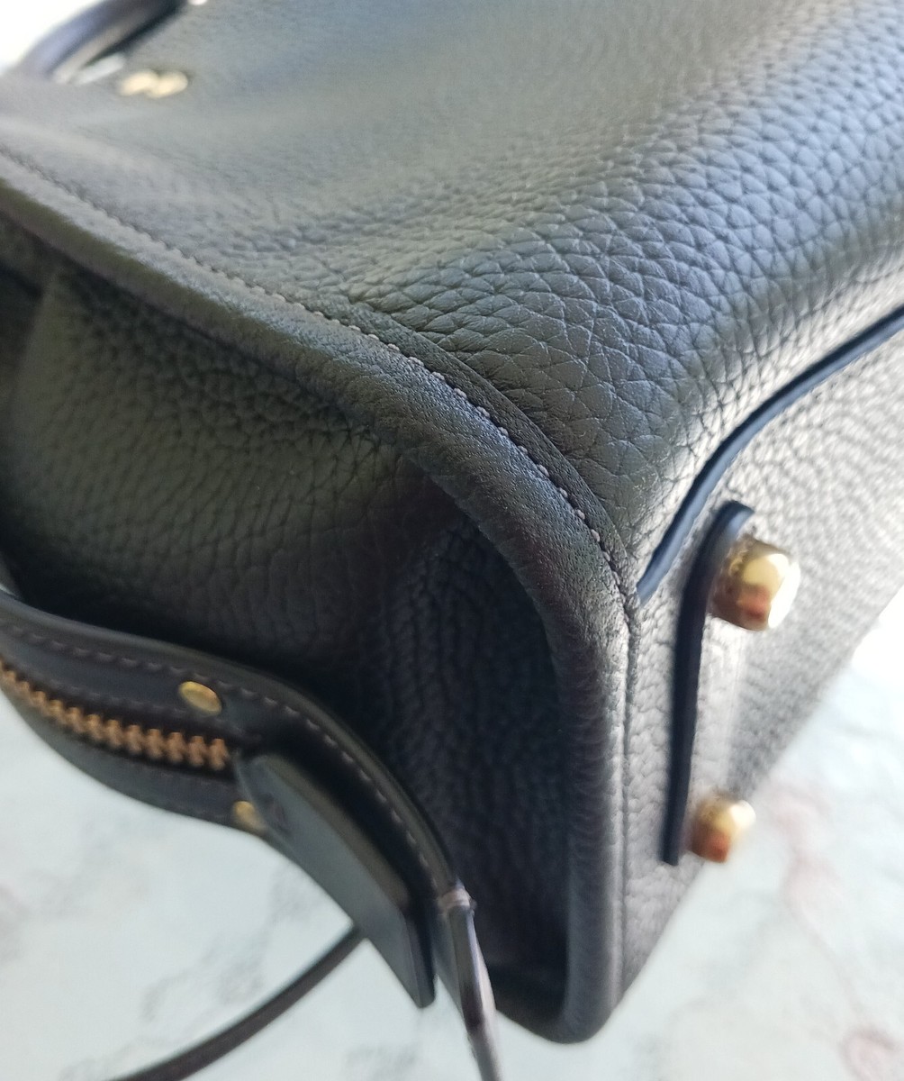 【ウワン】コーチ3点セット Coach 1941 Rogue 25 C3877 Black Leather Satchel Triple Compartment
