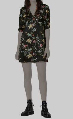 all saints black floral dress Alice Mccall Black Frill Detail Midi Dress – Circular Clothing Co
