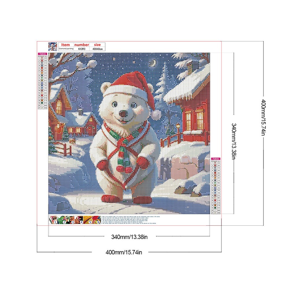  5D DIY Full Round Drill Diamond Painting Christmas Animal Kit Home