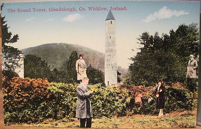 Irish Postcard Round Tower Tourists GLENDALOUGH Wicklow Ireland Fergus O'Connor