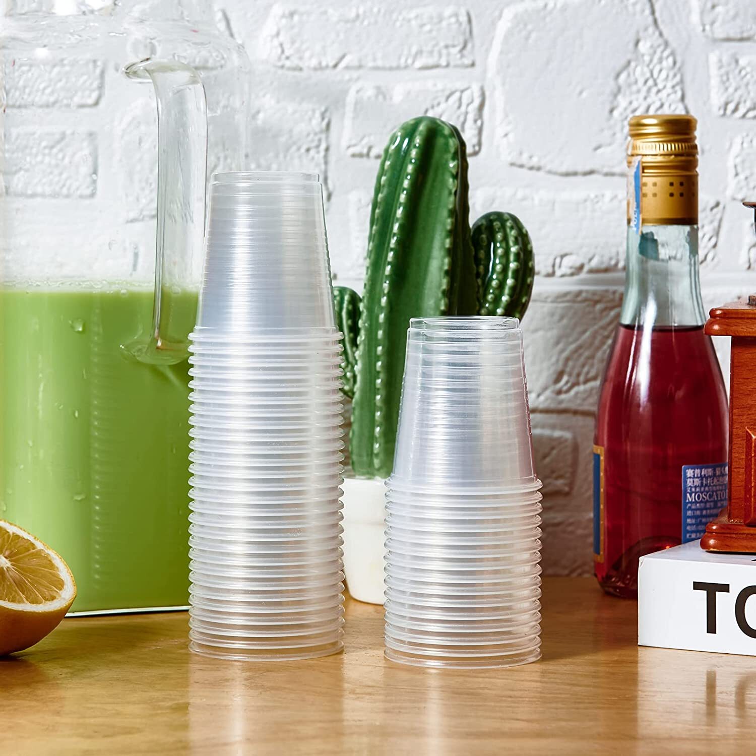 PP5 Plastic Cups Clear Reusable Drinking Water Cup Home Xmas Party 200