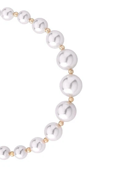 Da Polso MAJORICA Perla Bianca Argento 1 Legge Dorato 6/10 MM Donna - Immagine 3 di 4