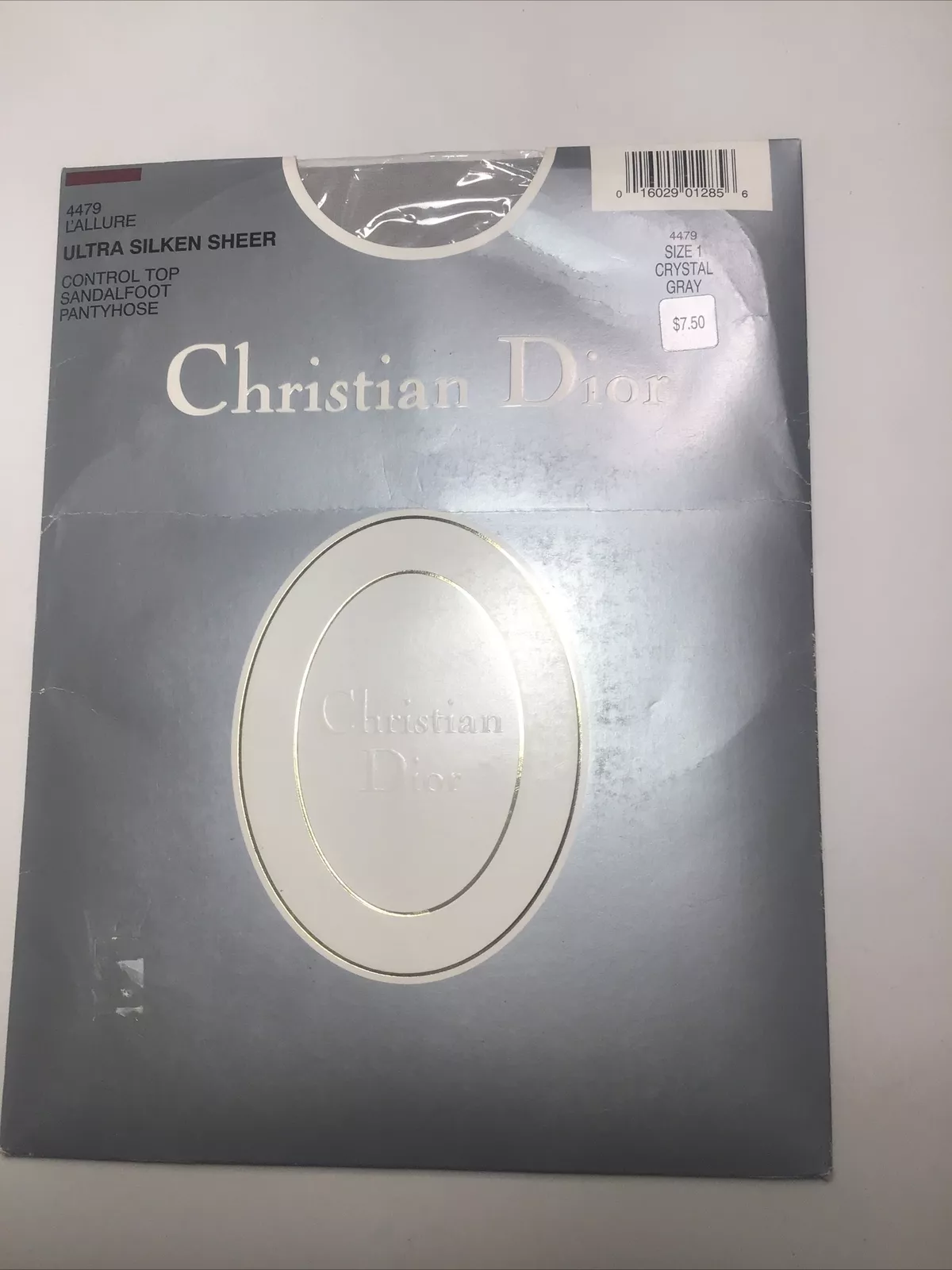 Christian Dior 4479 Collant Haut Transparent Ultra Soie Gris Taille 1 NEUF