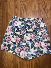 Vintage 80s 90s Girl  s Floral Denim Shorts Size 14