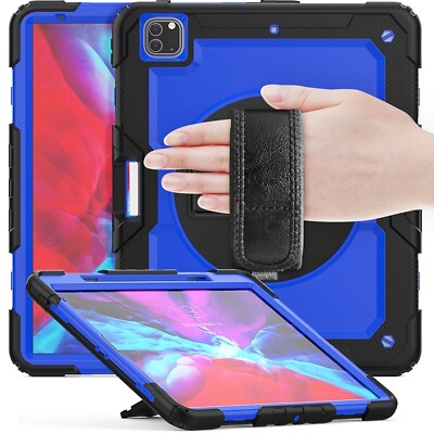 For Apple iPad Pro 13 2024 Hybrid 360 Degree Protective Case with Shoulder Strap Blue