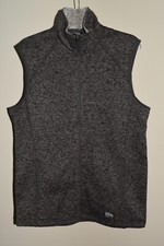 New Mens Eddie Bauer Radiator Fleece Vest Small Zip Front Black Gray