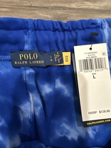 Polo Ralph Lauren Sweatpants Womens Large Jogger Terry Cloth Tie Dye Blue Marble - Picture 5 of 7