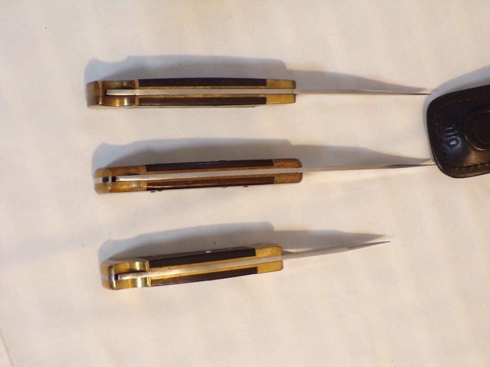 Vintage MIXED LOT 3 BUCK Folding Knives W/ Cases. BUCK USA, 110 C, BUCK