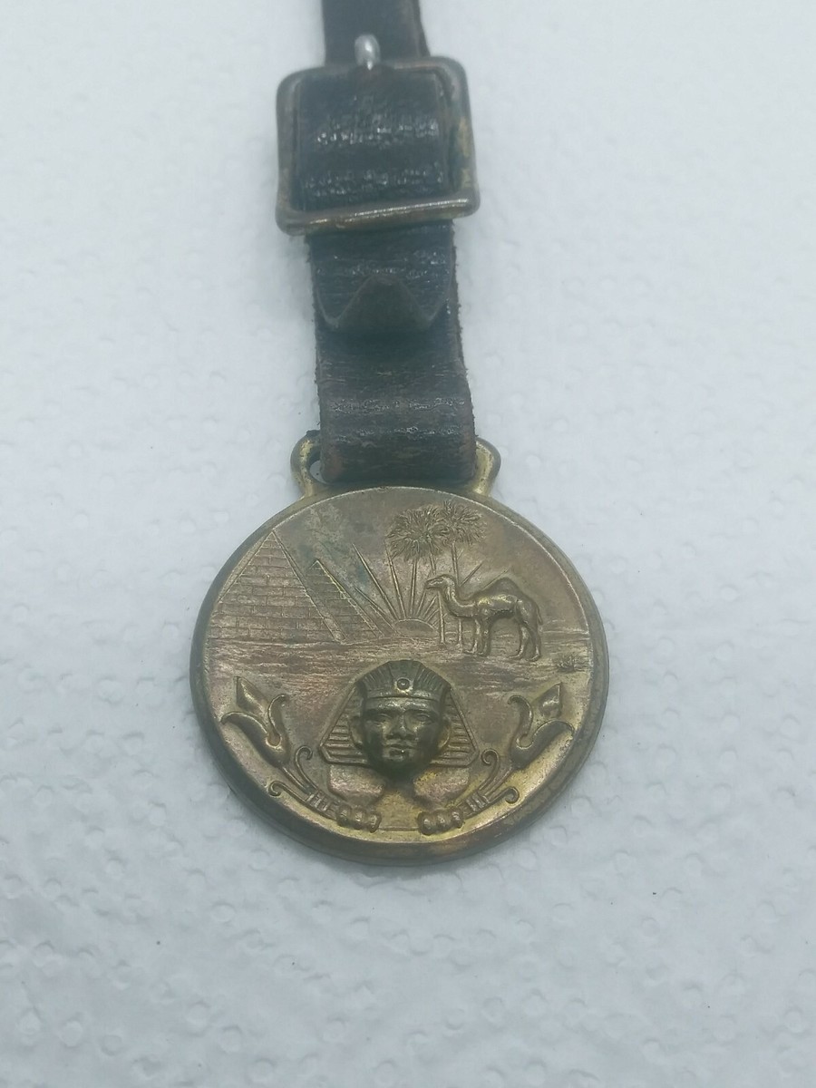 Vintage Egyptian Pocket Watch Fob with Original Band