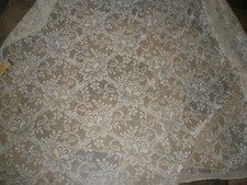 Off White Lace Tablecloth 102" x 63" EUC SU139 