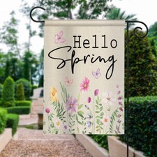 Welcome Hello Spring Double-sided Flag, Spring Welcome Garden Flag, Flower Flag