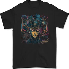 Futuristic Cyberpunk Girl Crypto Alien, Mens T-Shirt 100% Cotton