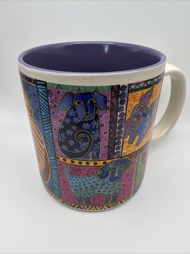 Laurel Burch Dog Tails Coffee Cup Mug Patchwork Dogs 2014 Artistic Collection - Picture 2 of 11