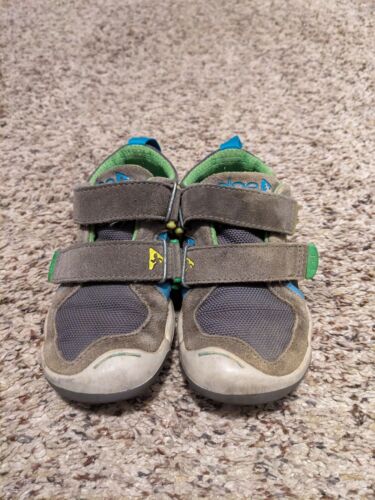 PLAE TY STEEL GRAY LEATHER BLUE GREEN YELLOW SNEAKER SHOE SIZE 8.5 - Picture 1 of 8