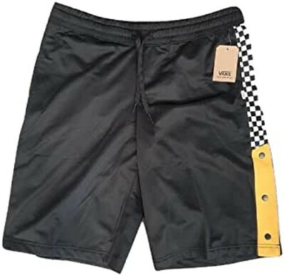 VANS Womens Elevated Black/White/Yellow Track  Shorts (VN0A4CONUXM) Size XL NWT