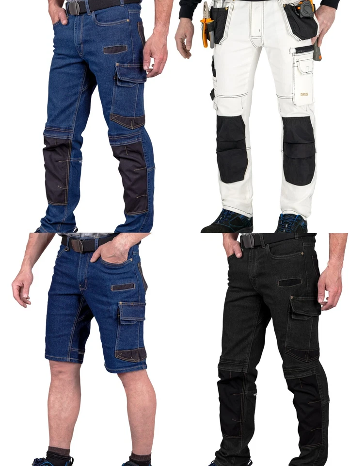 Jeans-Arbeitshose (Blau Schwarz Weiß) Stretch-Jeans Arbeits-Bundhose (Gr. 46-60) - Bild 1 von 1